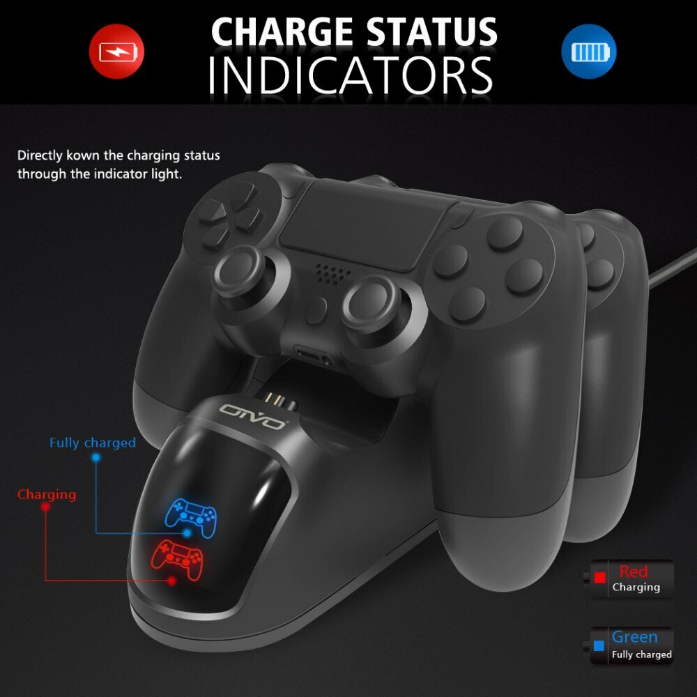 Controller For PS4 Charging Dual Charger Stand with Status Display Screen