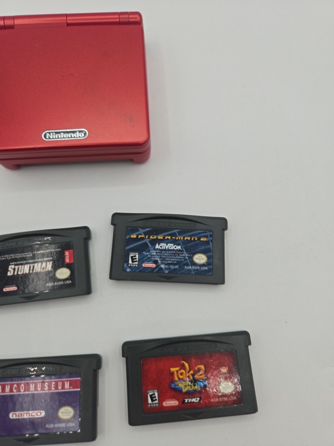 Nintendo Game Boy Advance SP Handheld System Flame Red W/charger And 4 Games