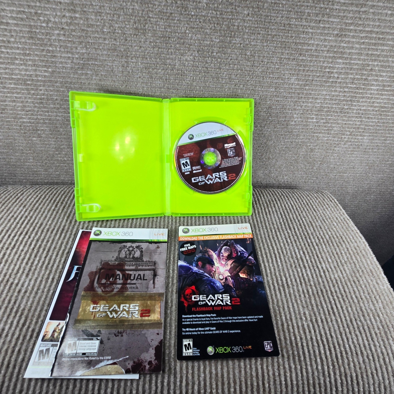 Microsoft Gears of War 2 Xbox 360 Green Complete Third-Person Shooter Video Game