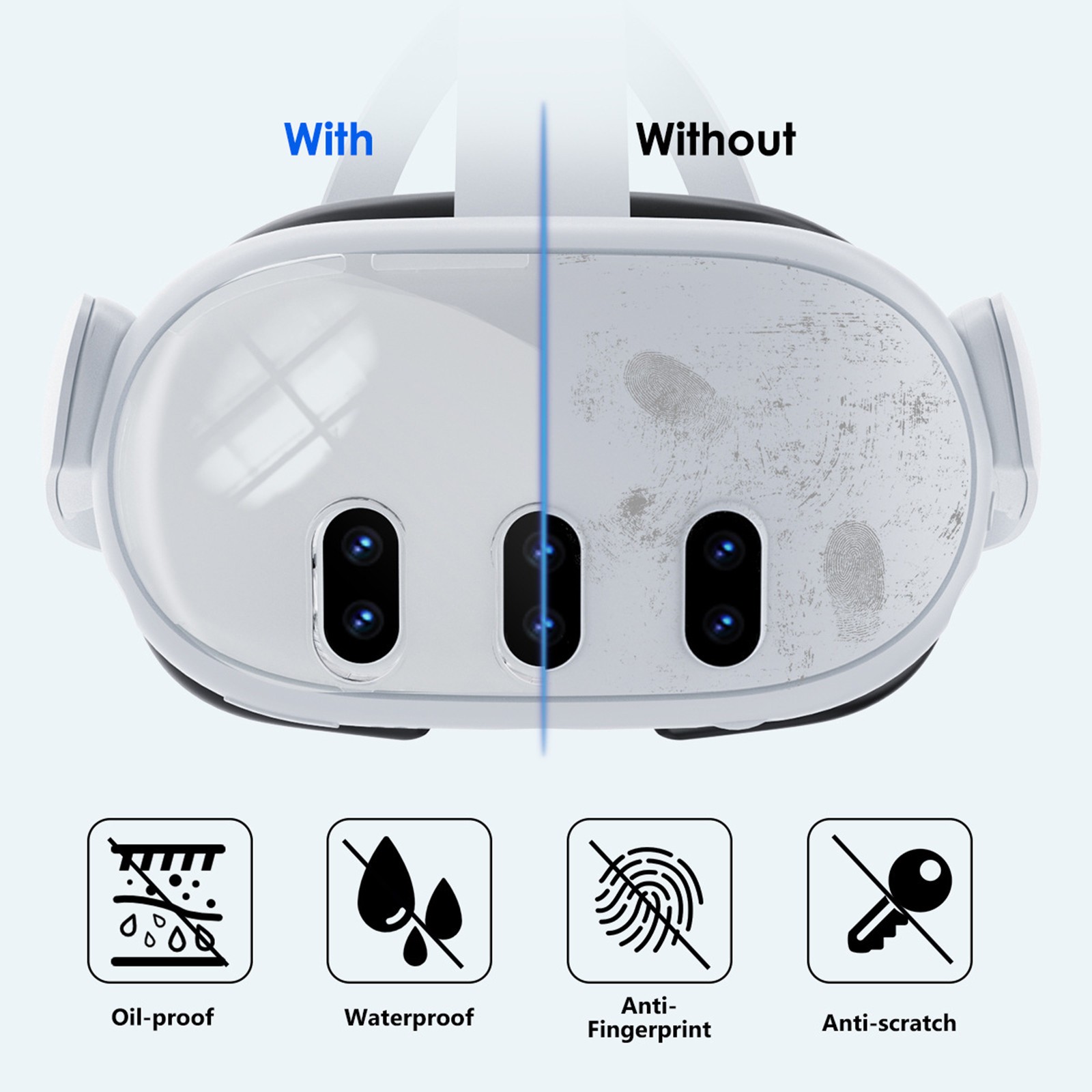 For Meta Quest 3 VR Helmet Host Transparent PC Case Protector Dustproof Shell