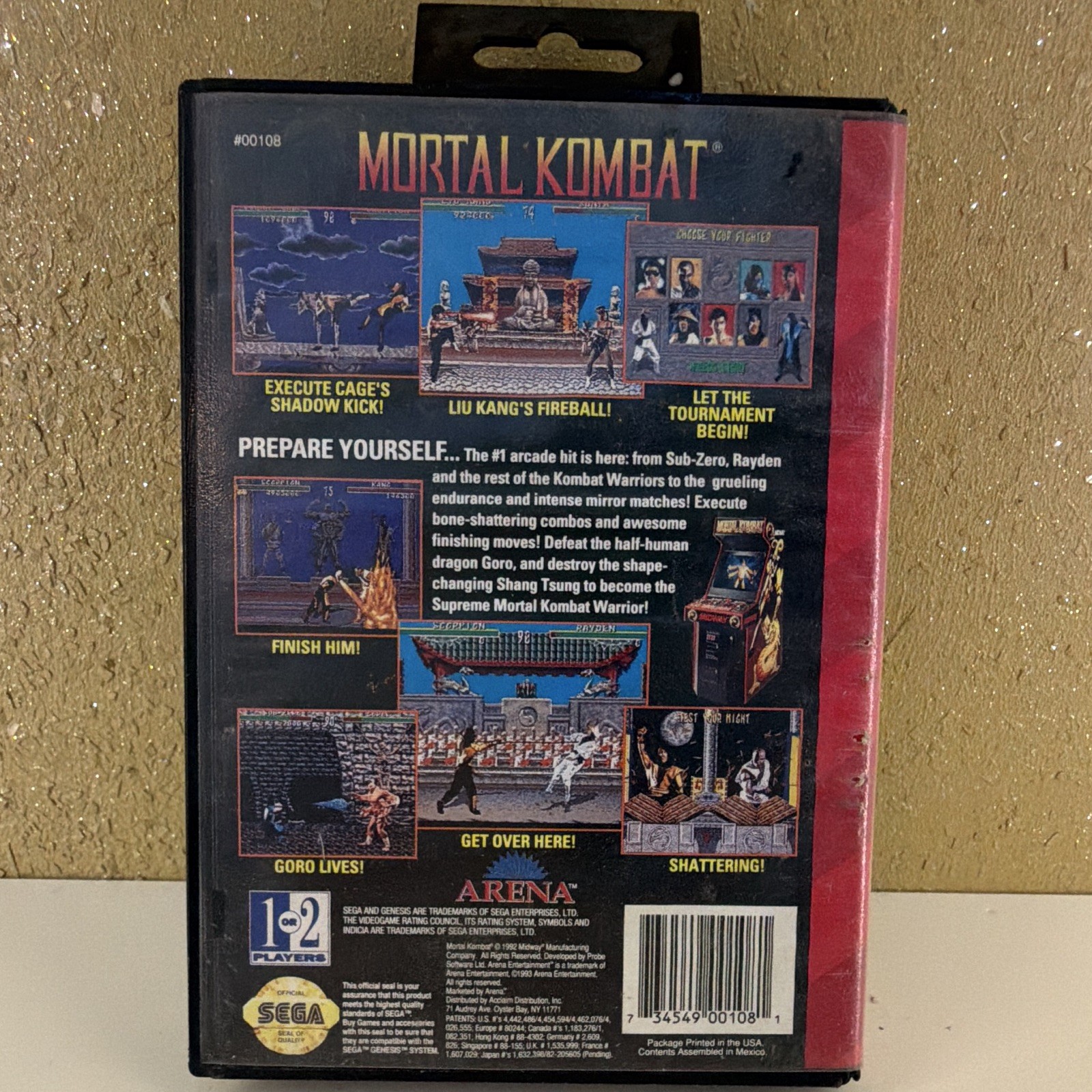 Mortal Kombat Sega Genesis 1992 NTSC-U/C Fighting MA-13 w/ Manual (Arena)