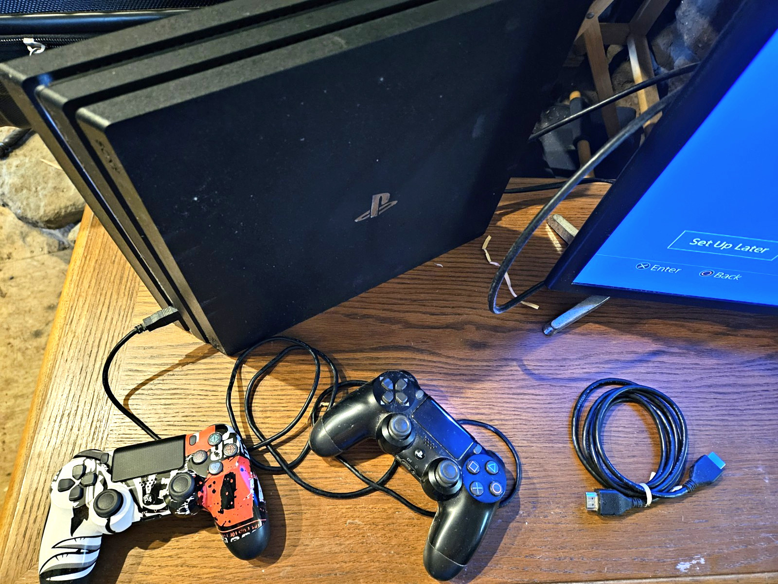 Sony PlayStation 4 Pro 1TB Black Console, 4K UHD Wi-Fi, 2 Controllers W Case
