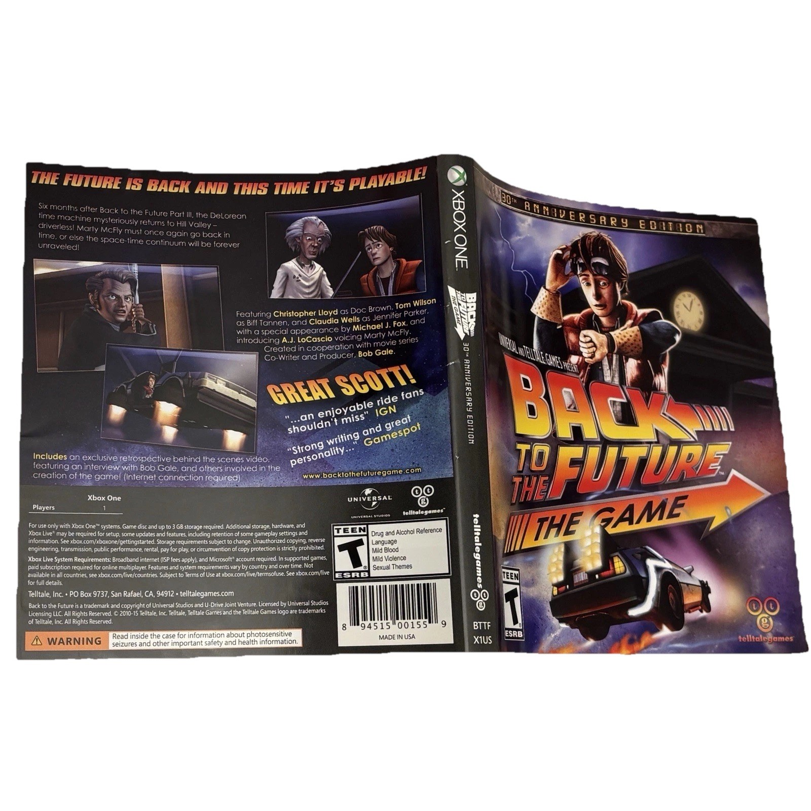 Back to the Future: The Game 30th Anniversary Edition Xbox One 2015 ARTWORK ONLY