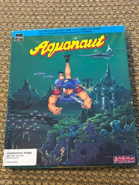 AQUANAUT AMIGA GAME W/ BOX + PAPERS CLASSIC COMPUTER SEE PICS