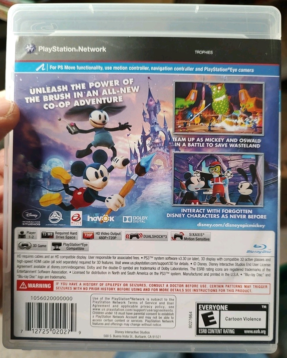 Disney Epic Mickey 2: The Power of Two (PlayStation 3 PS3 2012) Complete