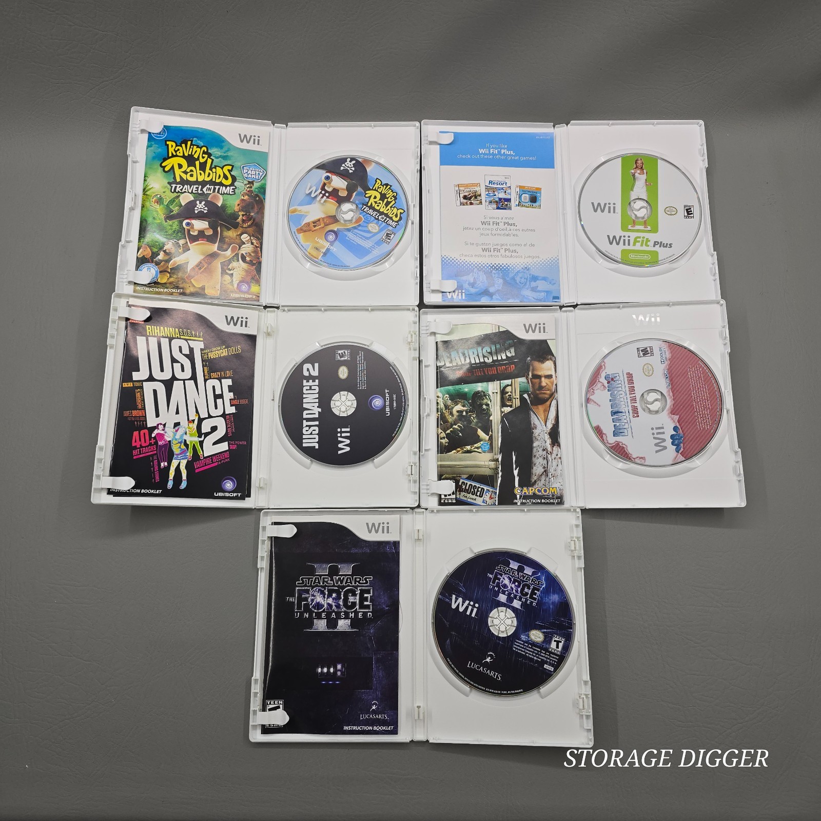 2000s Set of 5 Nintendo Wii Different Games in Cases, Made in USA