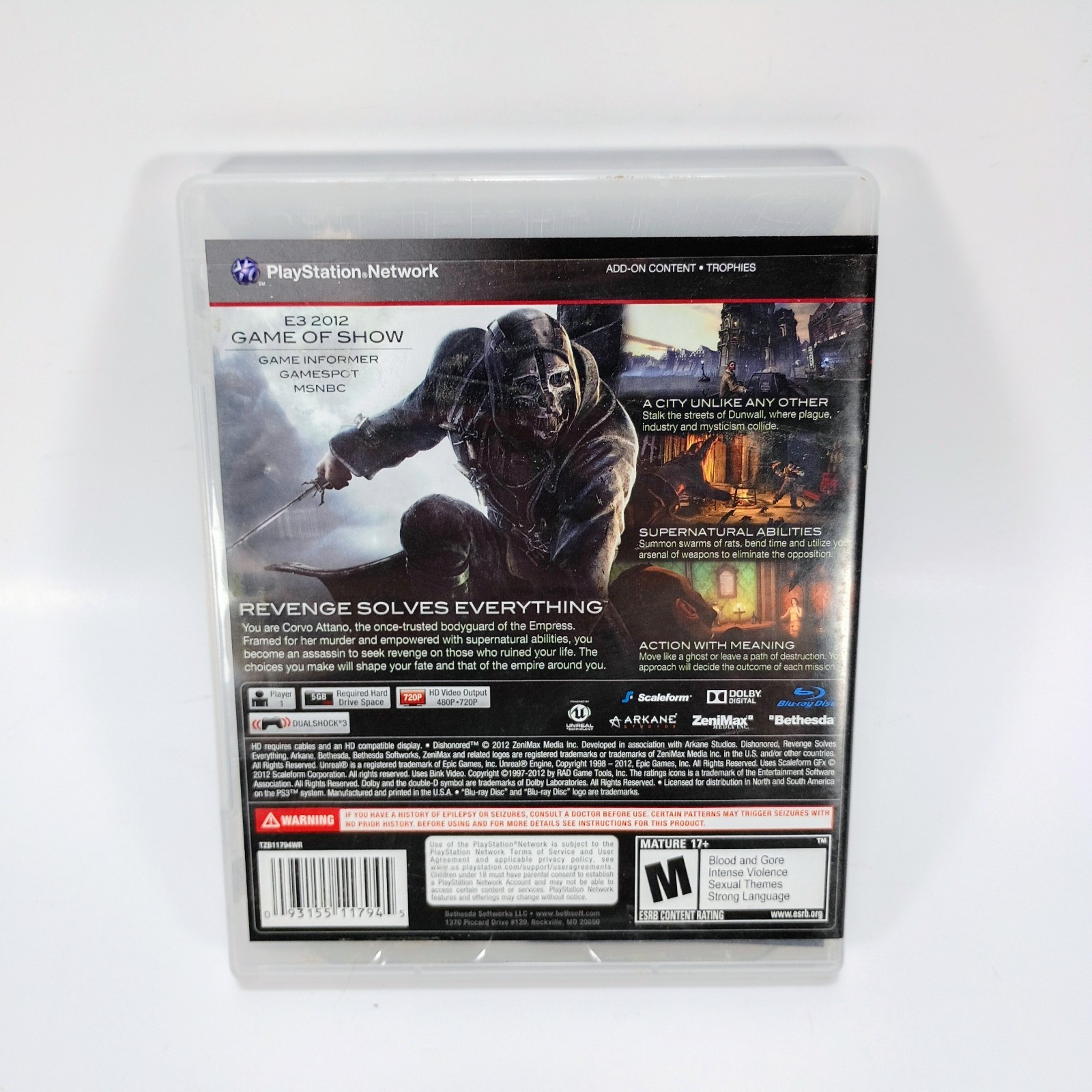 Dishonored For Sony Playstation 3 PS3 CIB Complete In Box