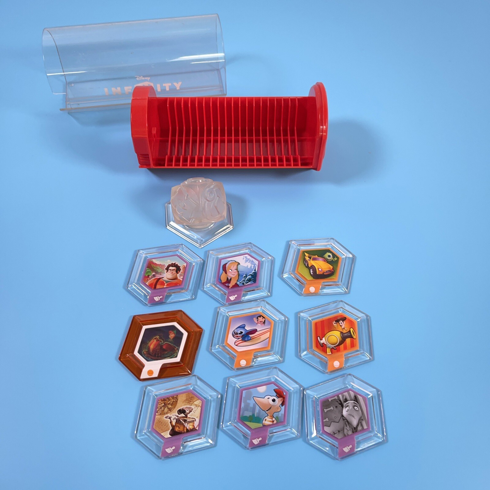 Disney Infinity Power Disc Mixed Lot of 10 with Portable Red Storage Case Bundle