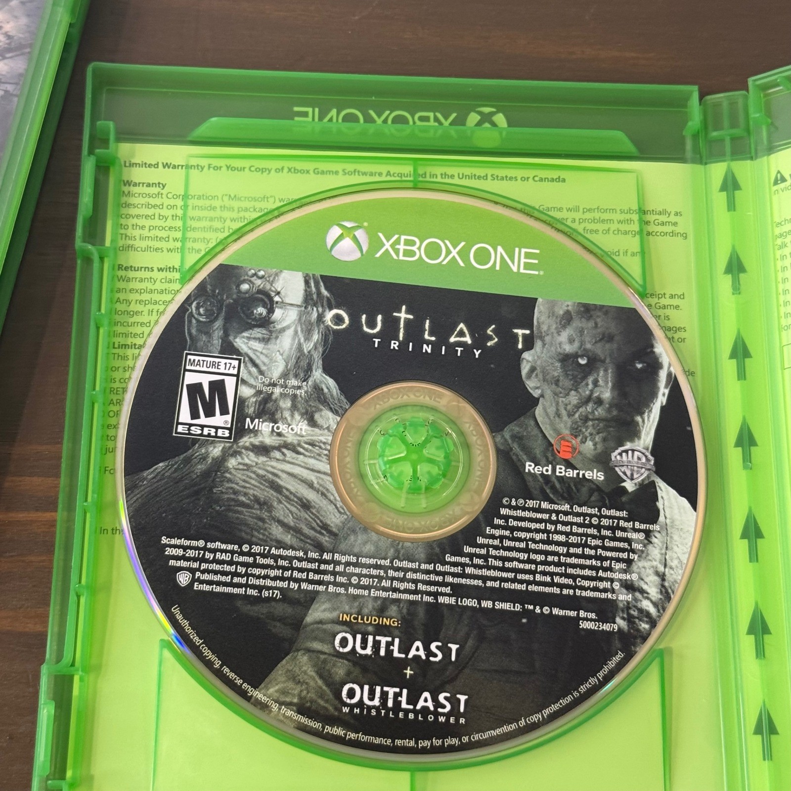 Xbox One Warner Bros Outlast Trinity Video Game Survival Horror Game Disc Only