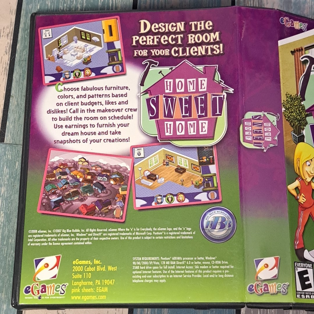 Home Sweet Home PC Game 2008 Egames Design Houses Windows 98/ME/2000/XP/Vista