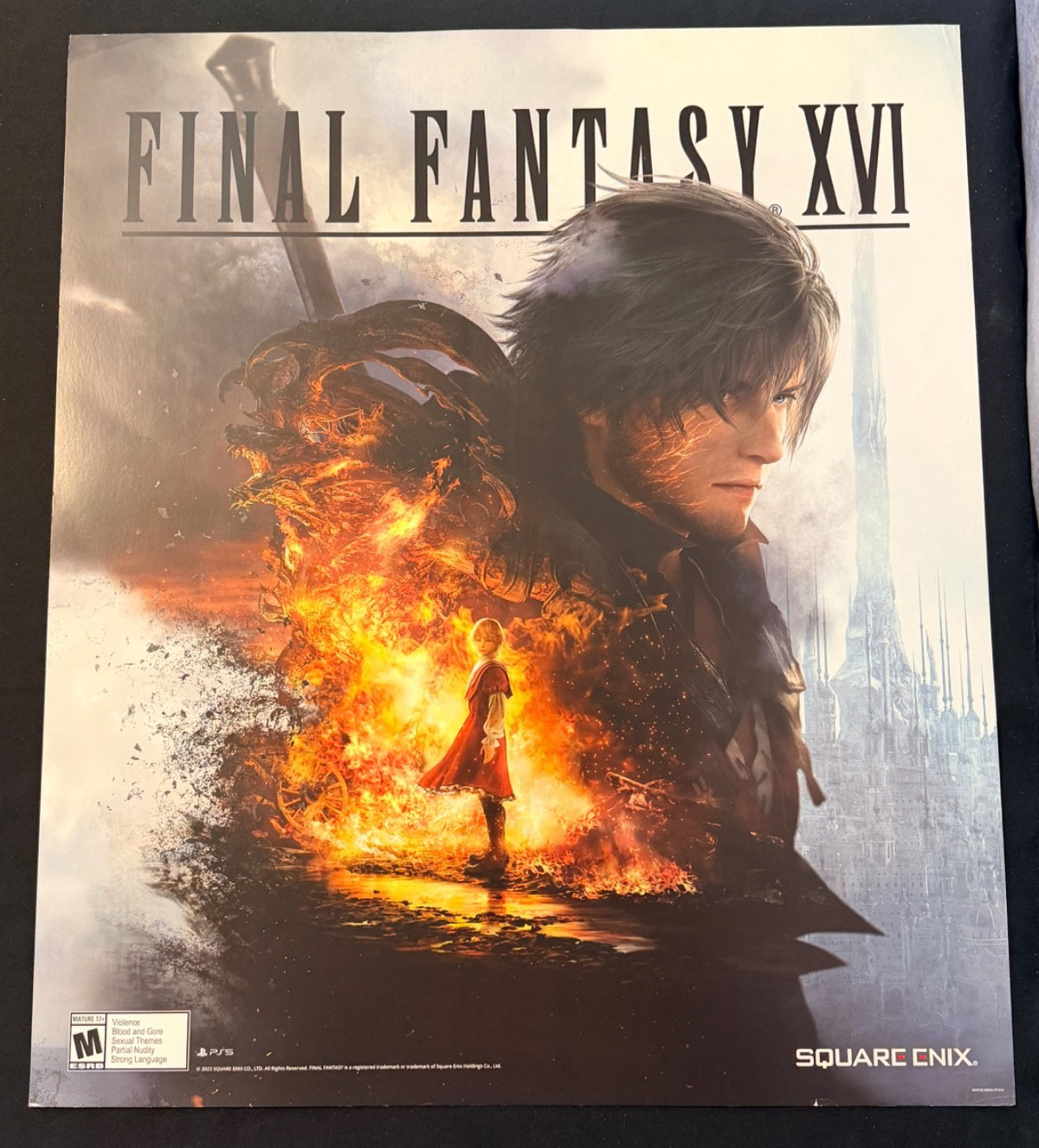 Final Fantasy 16 XVI Sony Playstation 5 PS5 Store Display Promo Poster Sign RARE