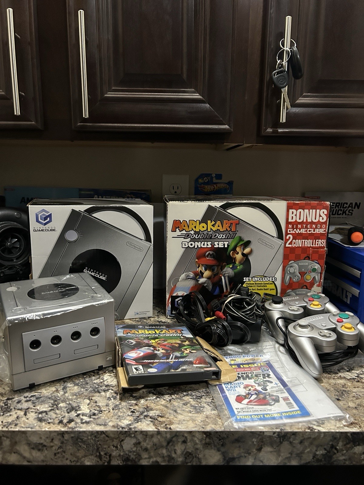 Nintendo GameCube Platinum Mario Kart Double Dash Bonus Set Box 2 Controllers