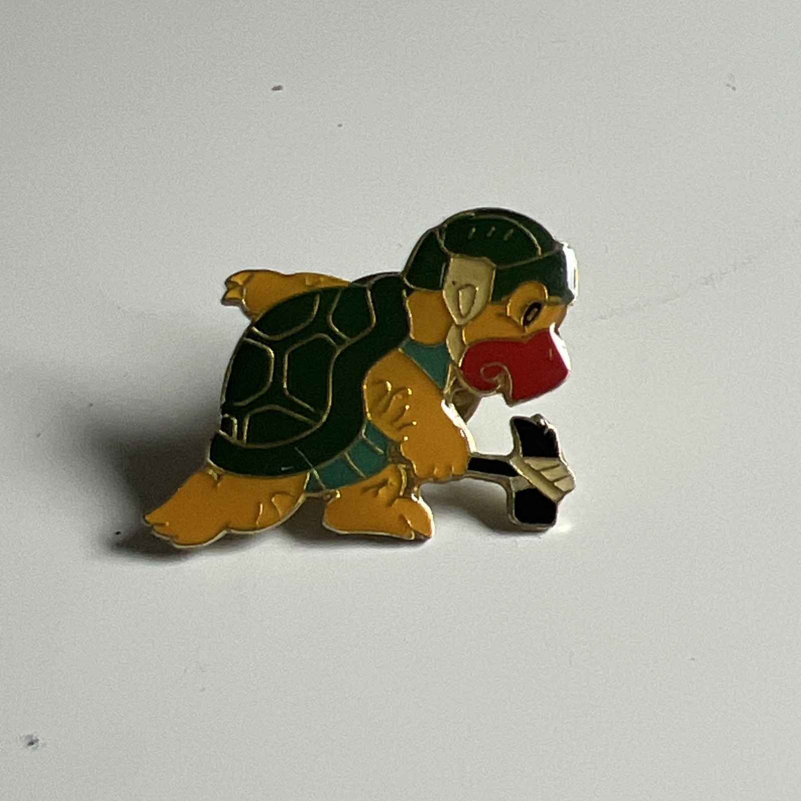 Vintage 1988 Nintendo Koopas Hammer Mario Brothers Enamel Taiwan Turtle Tack Pin