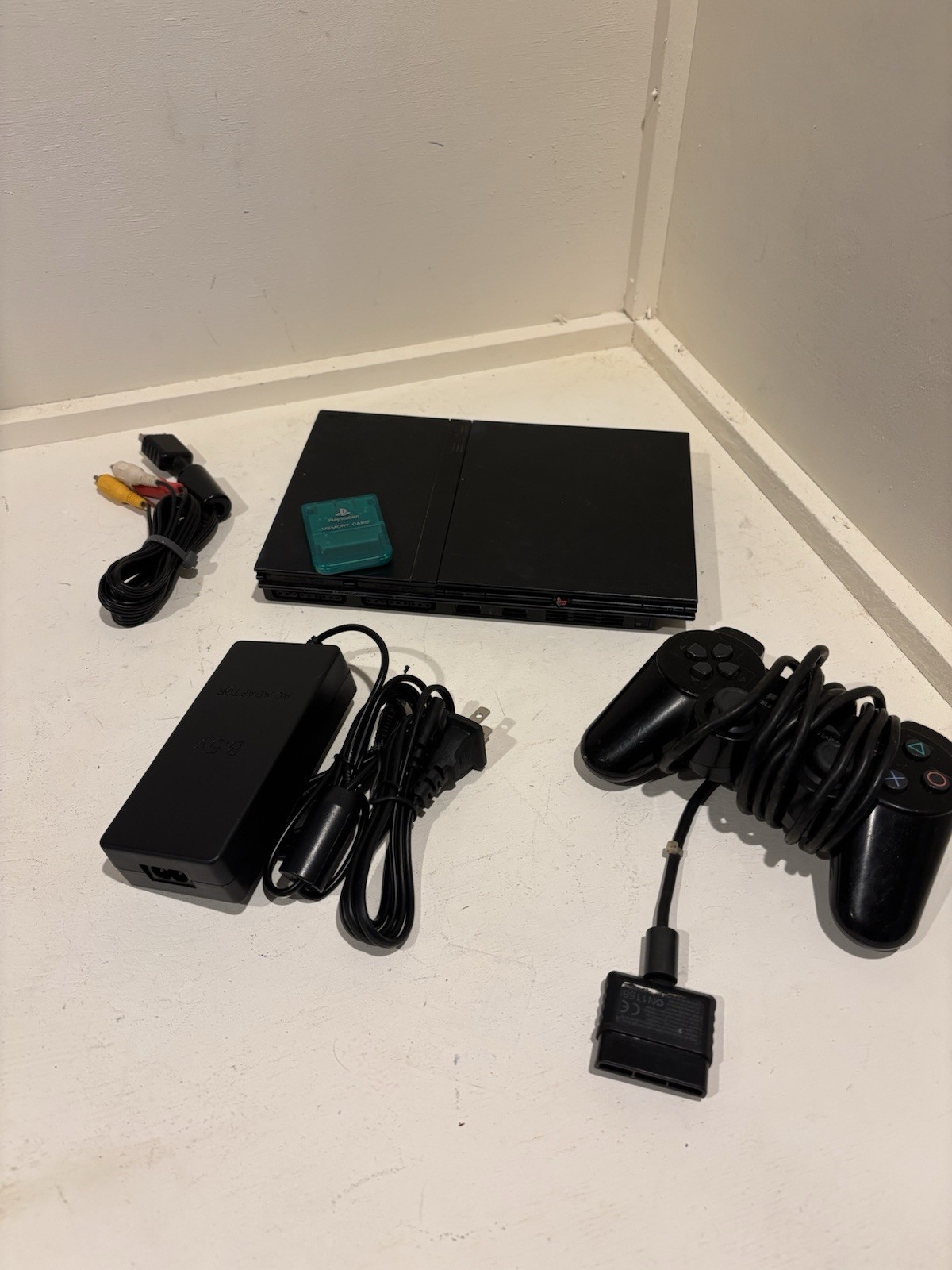 Sony PlayStation 2 Slim Black SCPH-75001 Console System OEM (PS2) W/memory Card