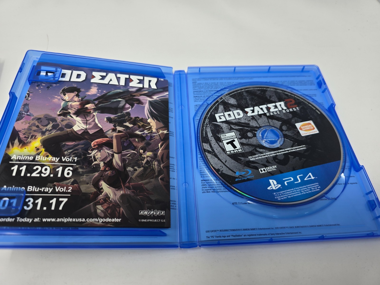 God Eater 2: Rage Burst Day One Edition (Sony PlayStation 4, 2016) W/Slip Cover
