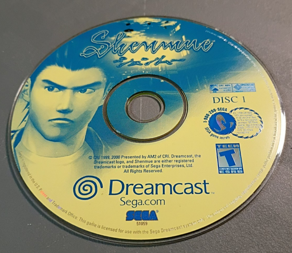 Shenmue for SEGA Dreamcast 2000, 5 Disks NO PASSPORT NO MANUAL