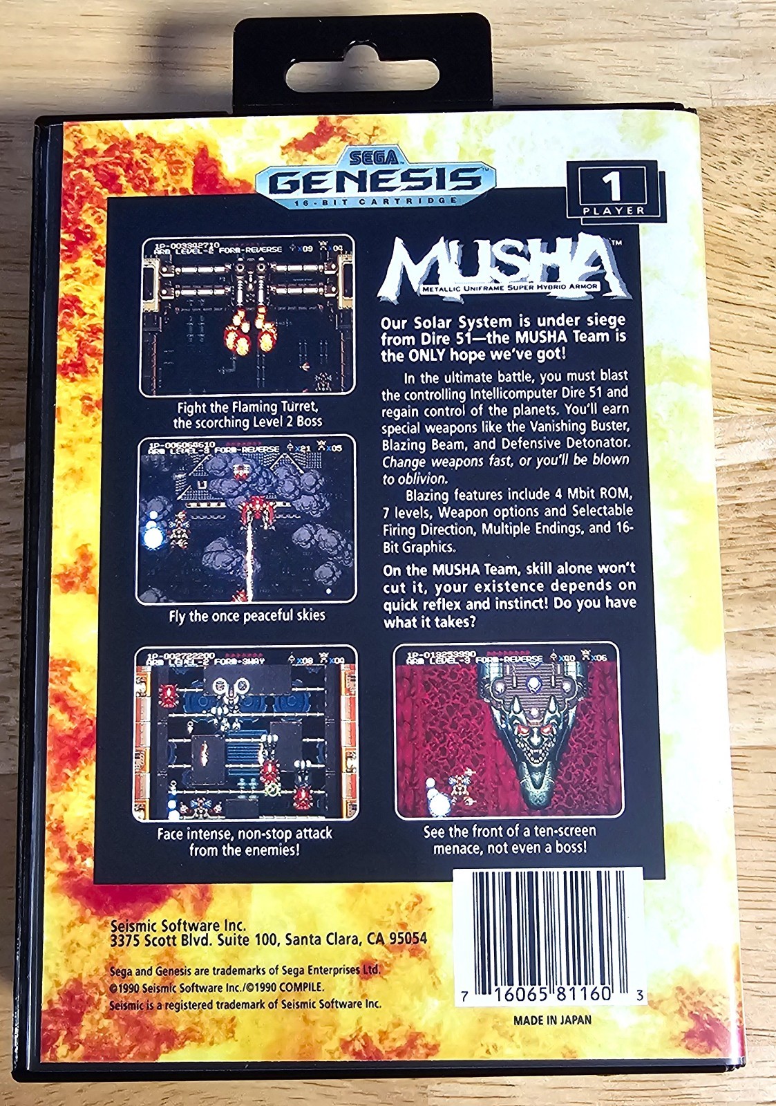 MUSHA – 16 Bit Game Cartridge, Manual, Case For Sega Mega Genesis MD