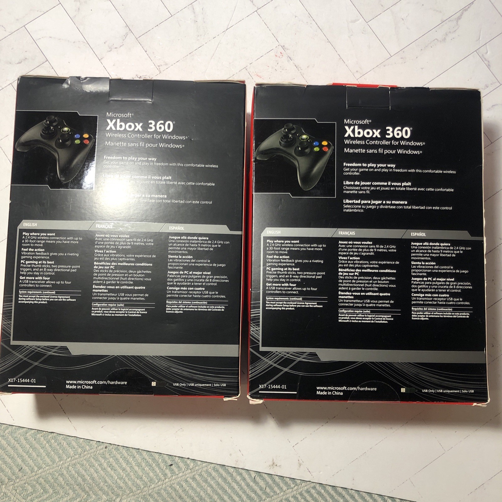 2x Xbox 360 Microsoft ‎Wireless Controllers for Windows Black Genuine OEM SEALED