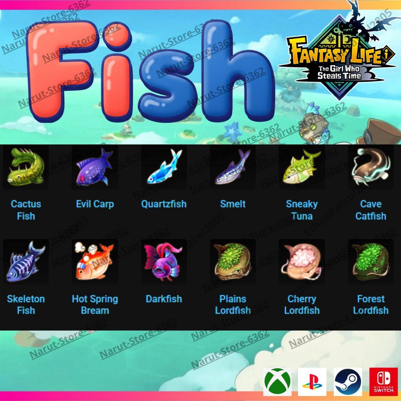 Fantasy Life I: Fish Material Bundle🌟 crafting The Girl Who Steals the Time