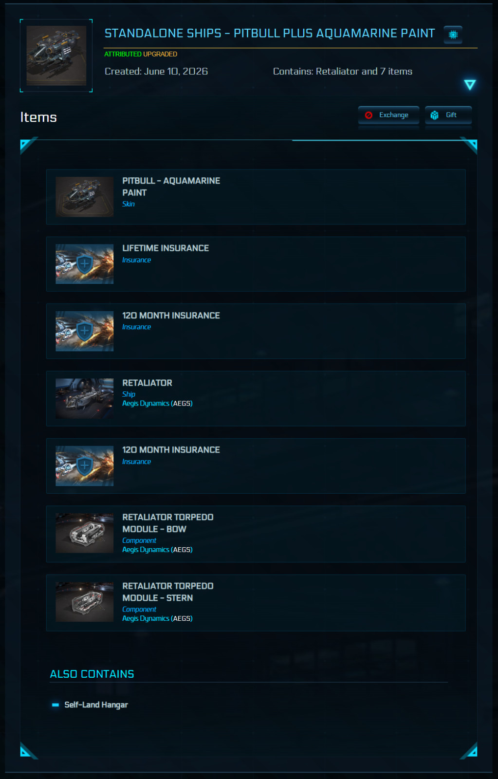 STAR CITIZEN – AEGIS RETALIATOR BOMBER – LTI – CCU’d – (Lifetime Insurance)