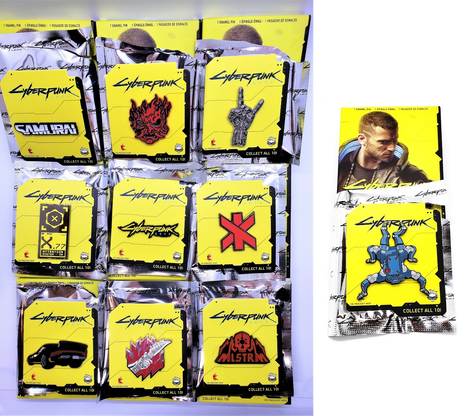 Cyberpunk 2077 enamel pins YOU PICK CD Projekt Red singles or set 9 10 blind box