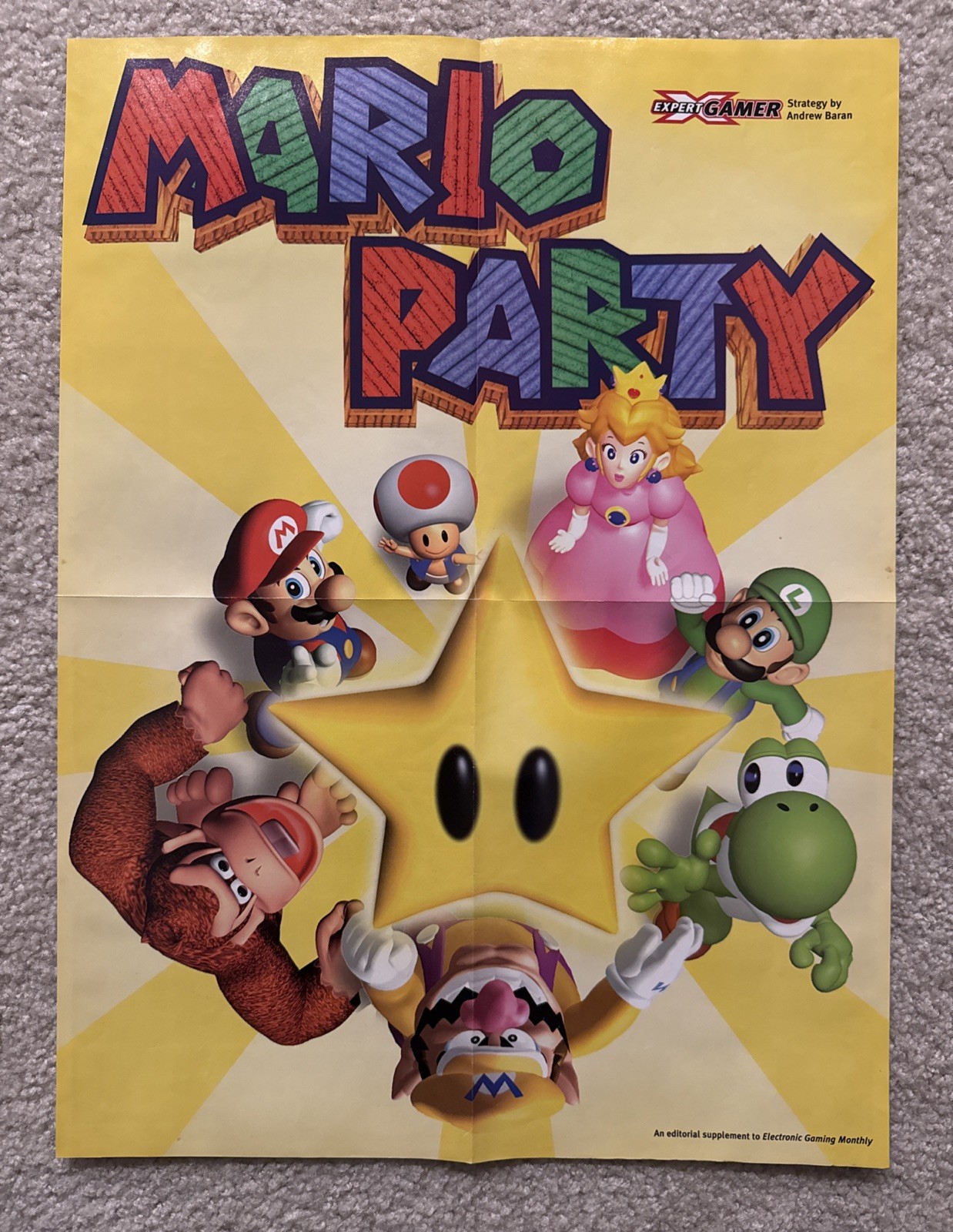 Vintage Mario Party 1 Expert Gamer Magazine Poster 1998 EGM 15” x 20”