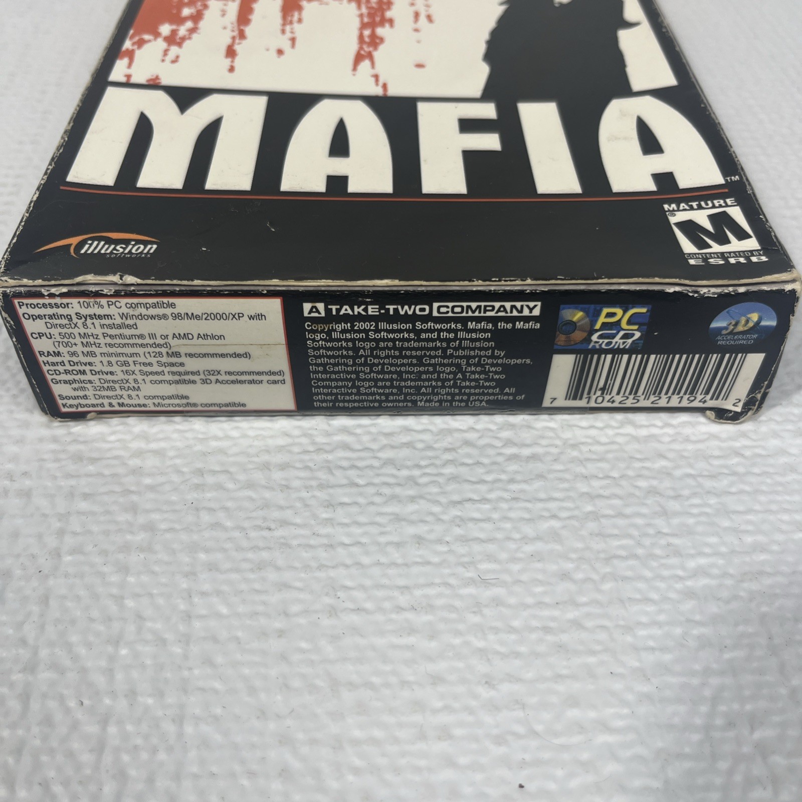 MAFIA PC Game Complete Box Manual Poster Map CIB (PC 2002) Windows 98 ME 2000 XP