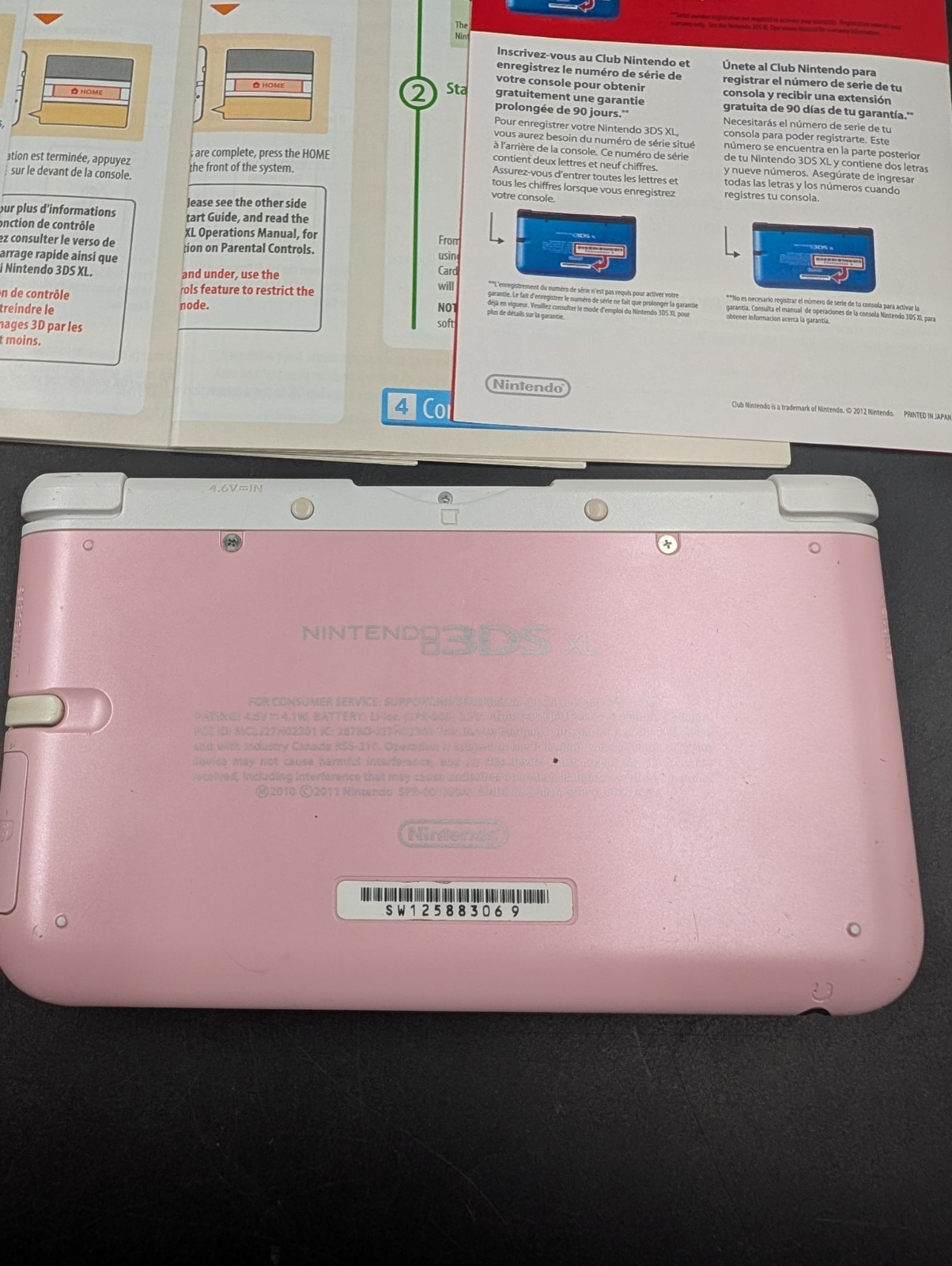 Nintendo 3DS XL Pink White Handheld Console CIB Matching Serials US