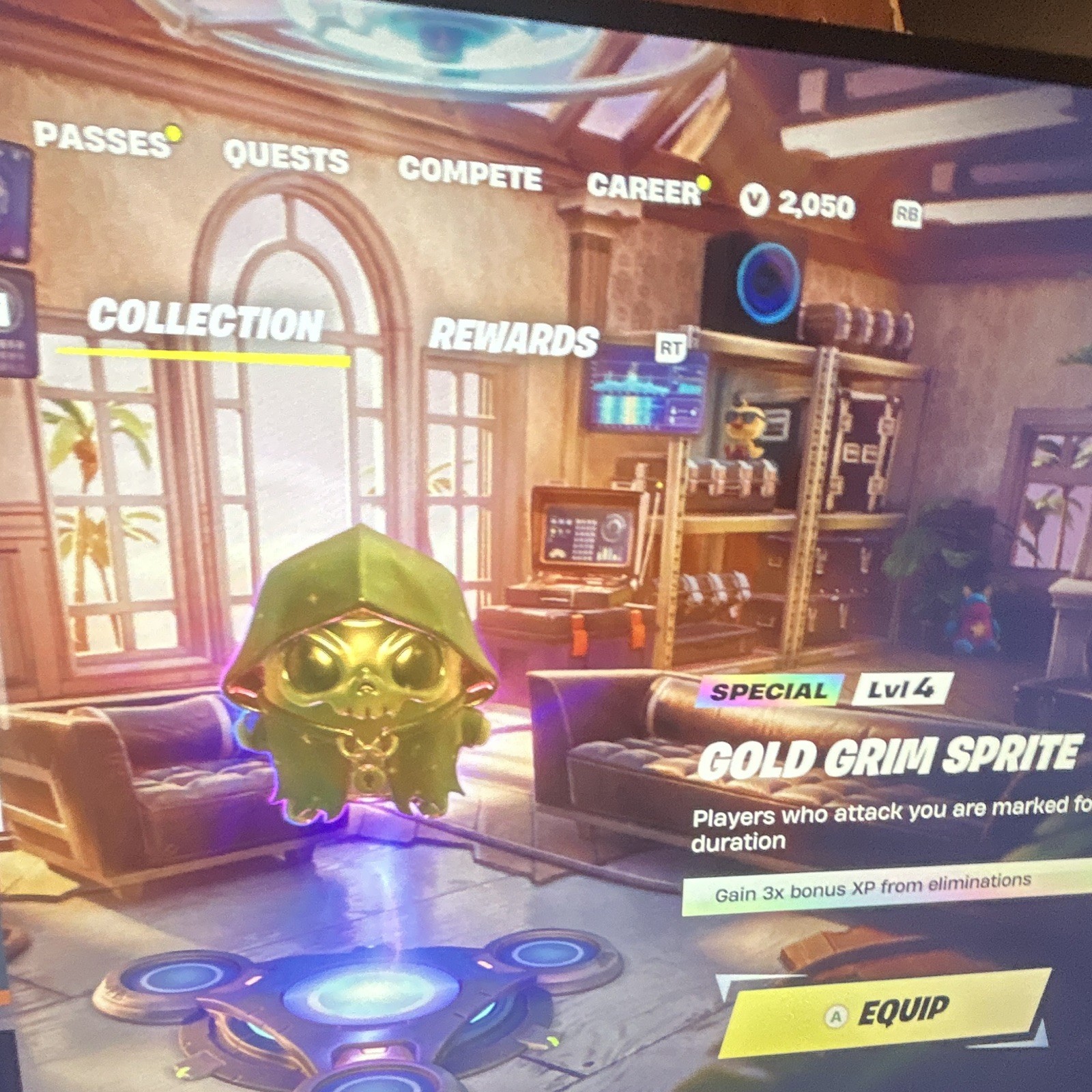 Epic Games Fortnite Gold Grim Sprite In-Game Item Xbox Online Multiplayer