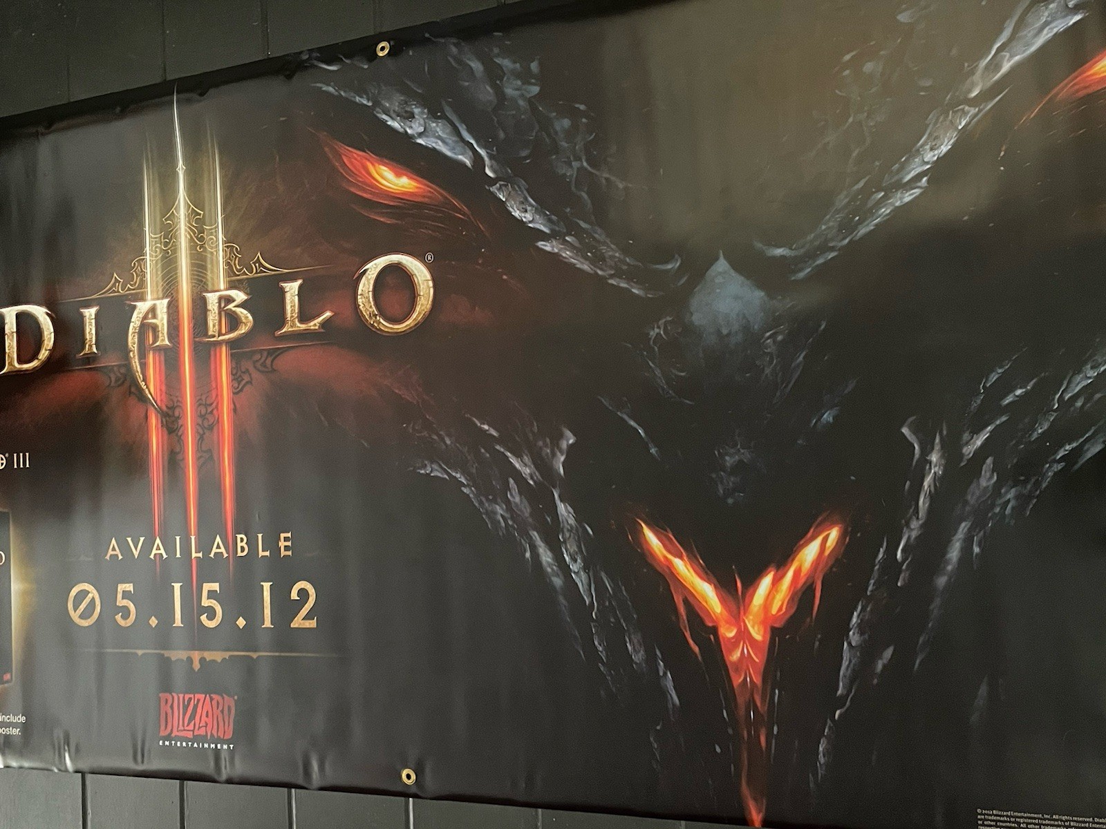 Diablo Promo Display Vinyl Banner LARGE 3’x6’ Store Display Grommet Banner RARE!