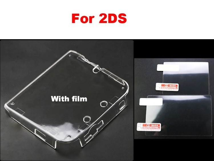 2pc Clear Protective Case Cover Hard Shell Skin+Anti Dust Film for 2DS Nintendo