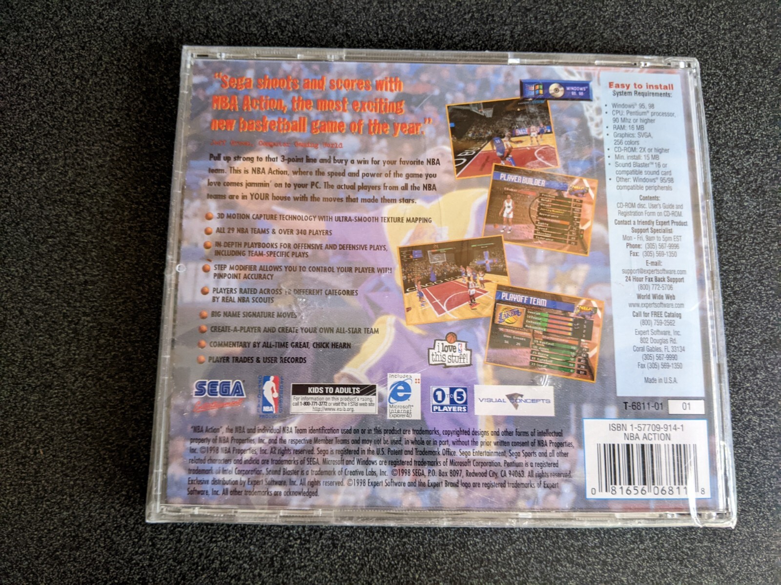 Sega PC Collection Sega Sports NBA Action Expert Software (PC CD-ROM, 1998). NEW