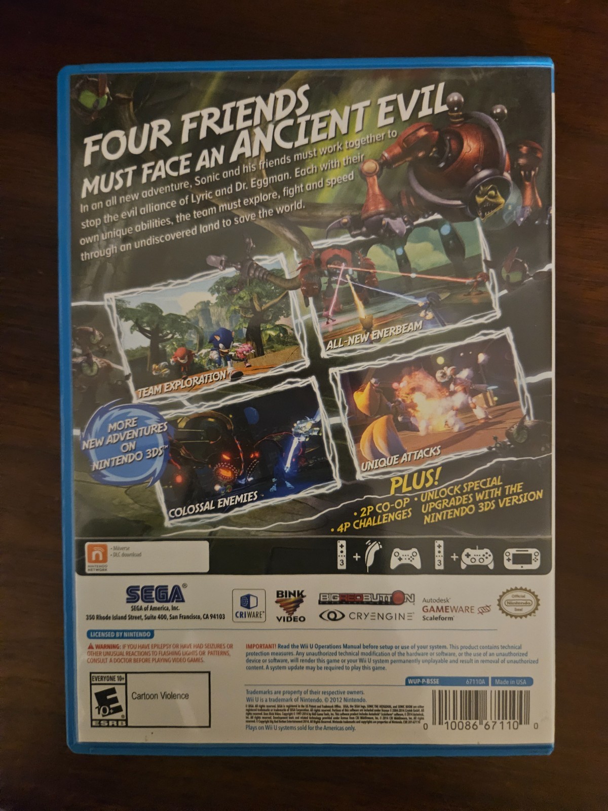 Sonic Boom Rise of Lyric – Wii U Game / Complete / Tested & Cleaned