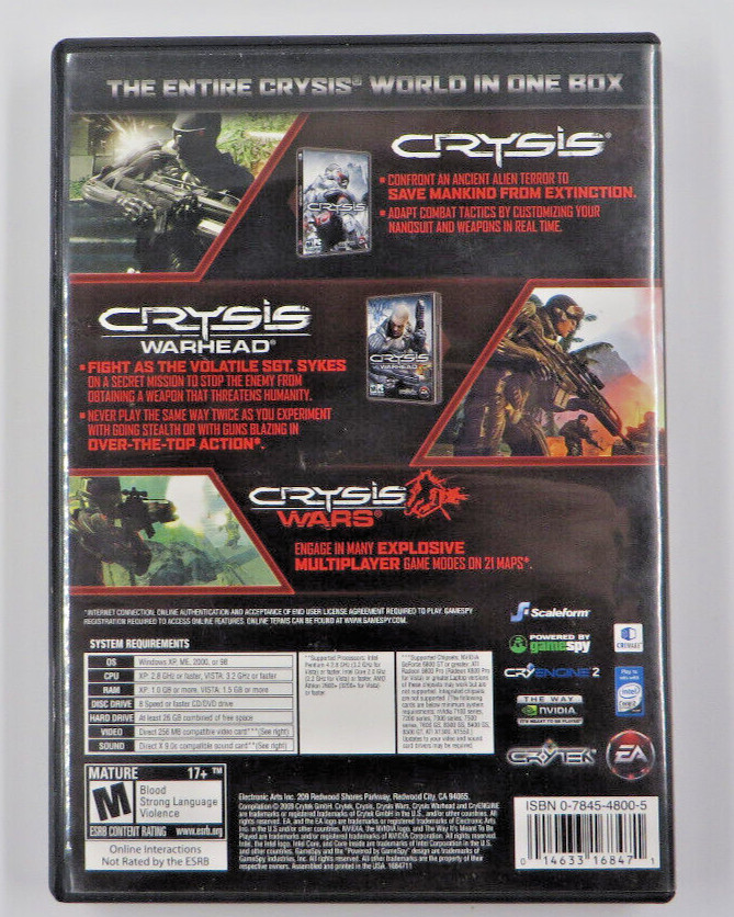 Crysis: Maximum Edition (PC, 2009) Wars-Warhead-Includes Booklets & All 3 Discs
