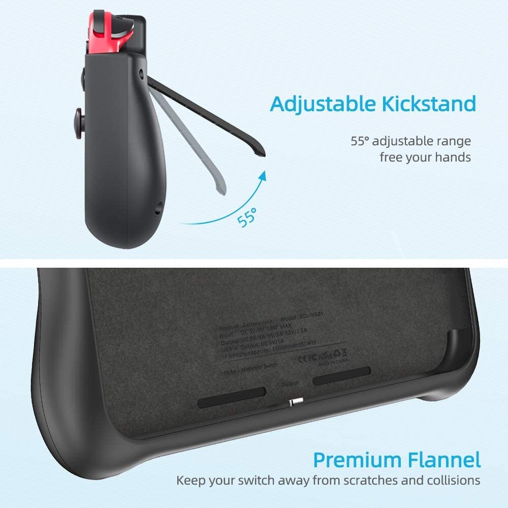 NEWDERY External Battery Station for Nintendo Switch/Switch OLED Charger Case