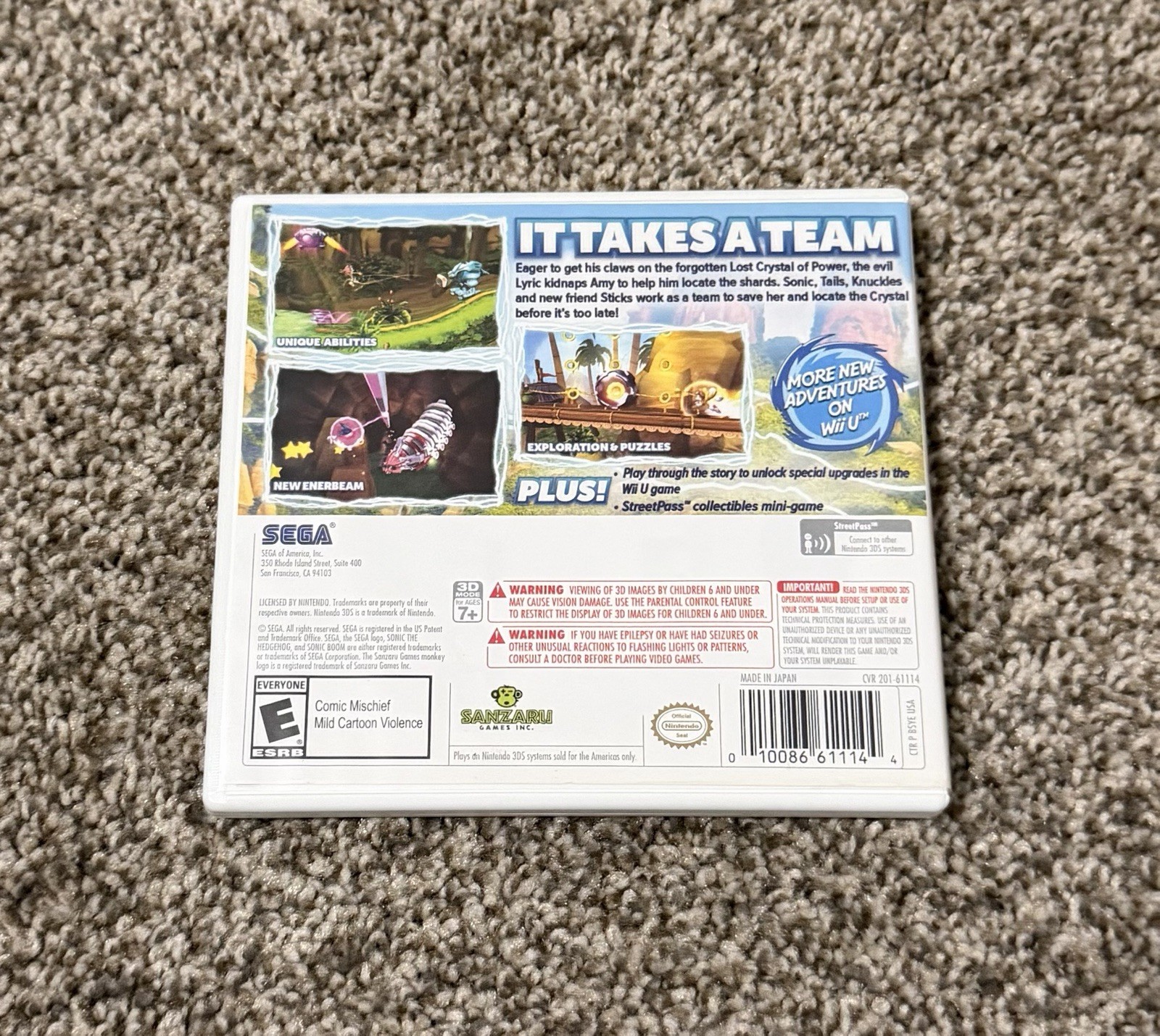 Sonic Boom: Shattered Crystal (Nintendo 3DS, 2014) CIB Complete w/ Manual Tested