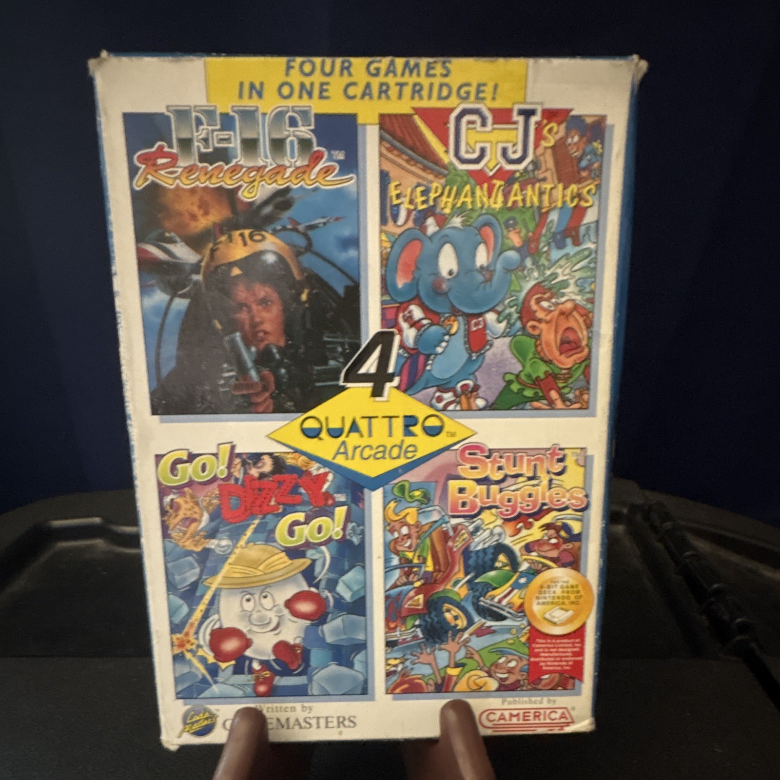 Camerica Quattro Arcade 4-in-1 Original NES Game Cartridge, Manual & Box English