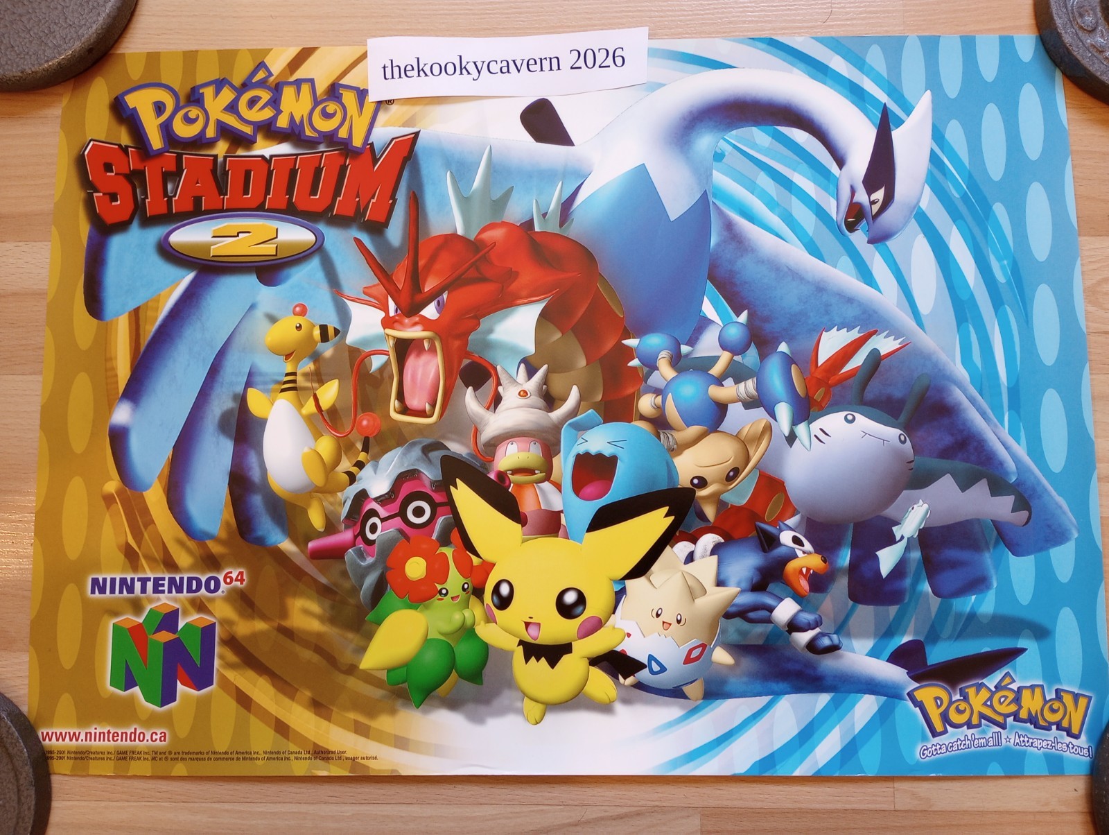 Nintendo Pokemon Stadium 2 Rare Promo Poster 19×13.5″ N64 Rolled
