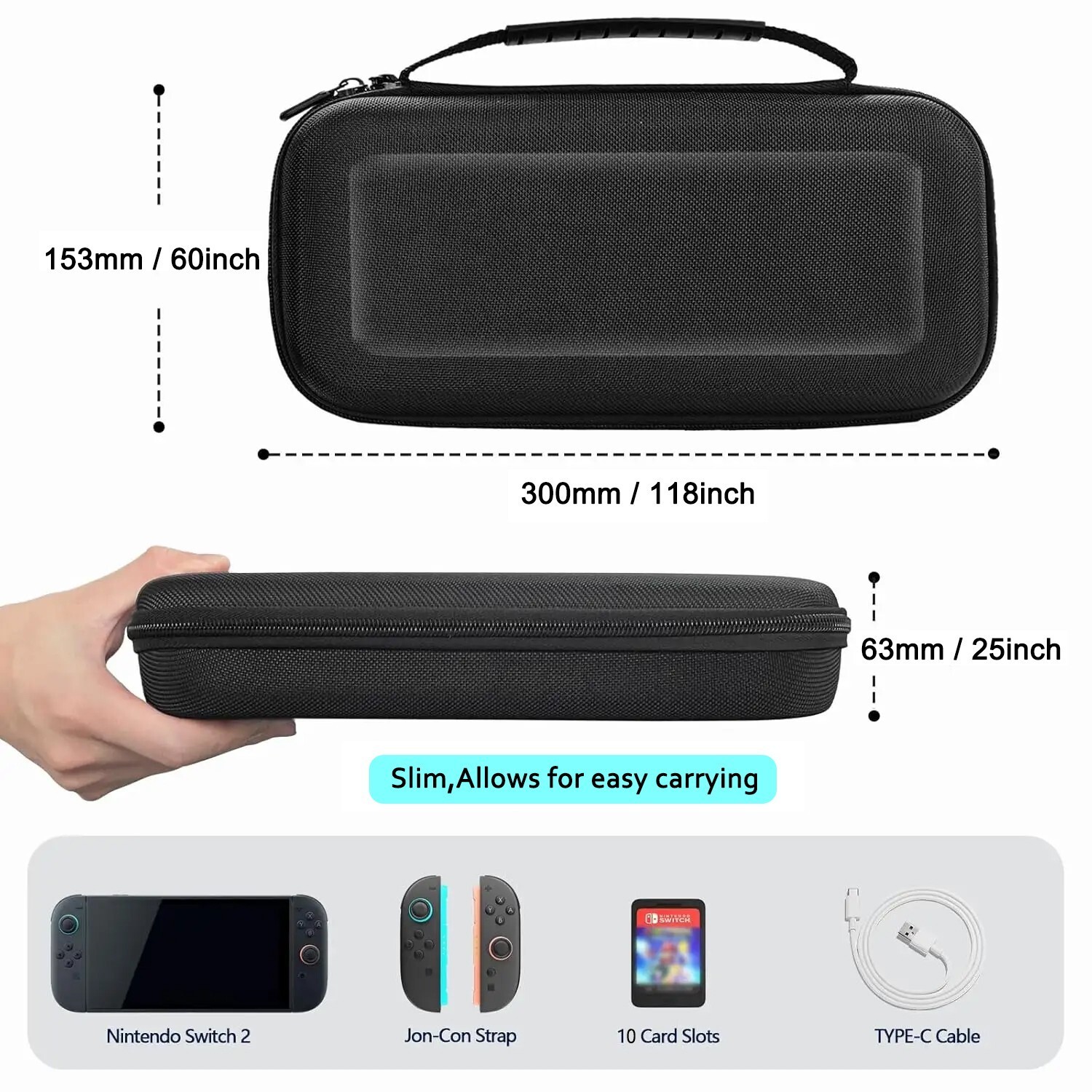 Carrying Case for Nintendo Switch 2 (2025) Rugged Protective Travel Bag Cover
