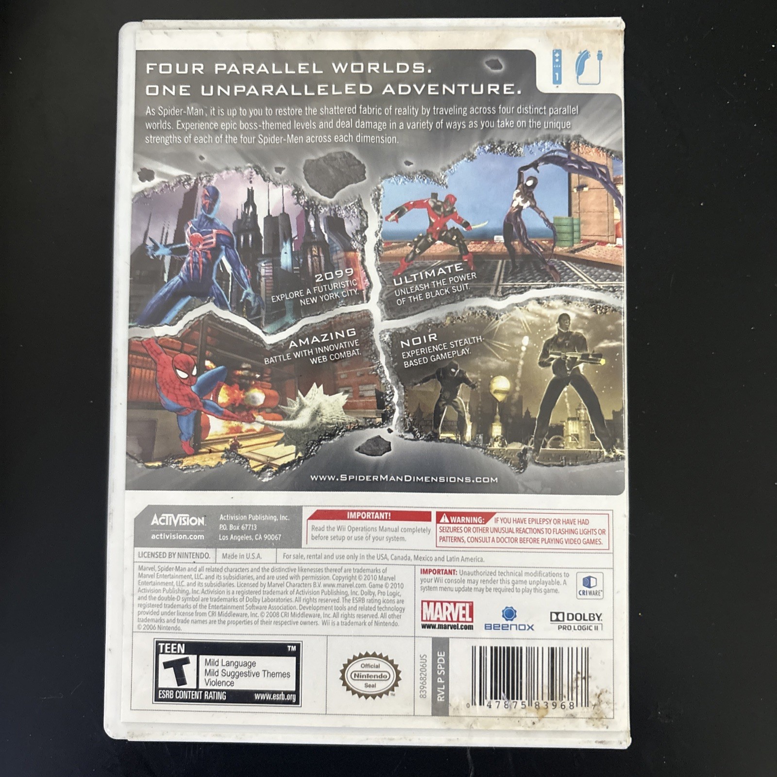 Spider-Man: Shattered Dimensions (Nintendo Wii, 2010) CIB Complete – Tested