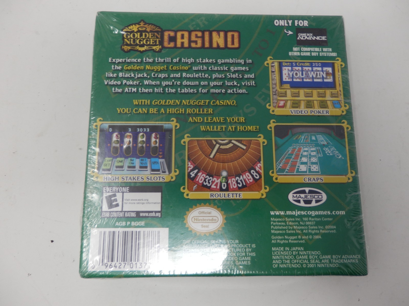 NEW SEALED Nintendo Game Boy Advance Golden Nugget Casino Majesco