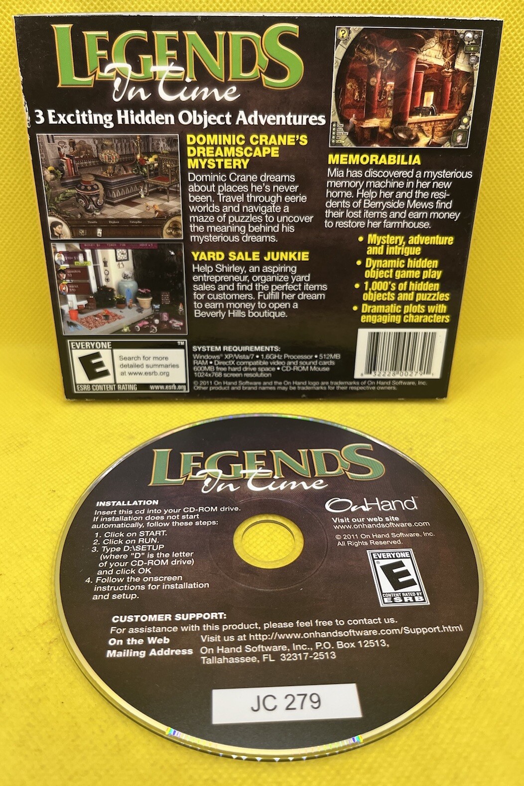 📦 Legends In Time: A Hidden Object Collection 3 Pak (PC CD-ROM, 2011, OnHand)
