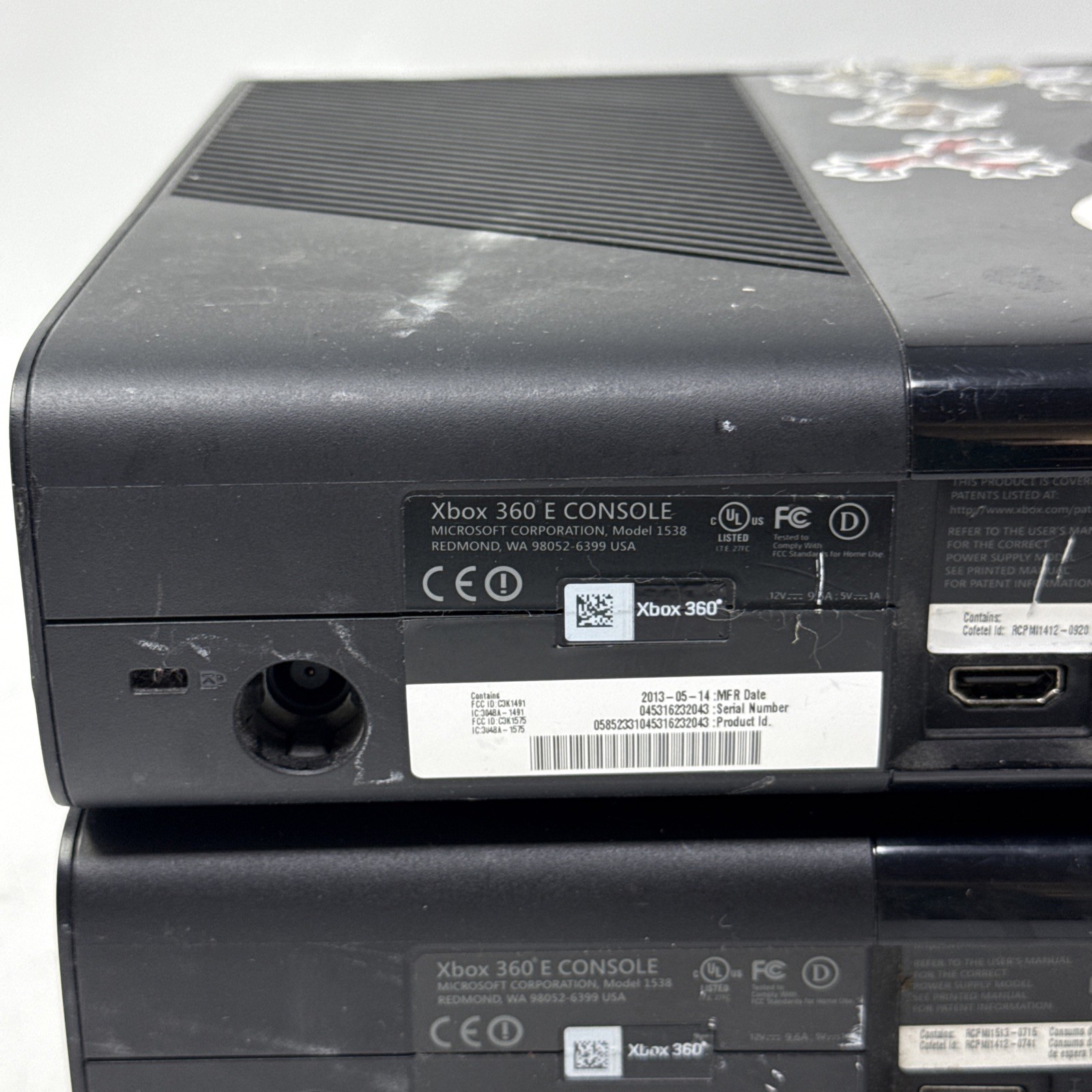 Lot Of 2 Broken Microsoft XBox 360 E Console 1538 Parts Only/Repair No HDD