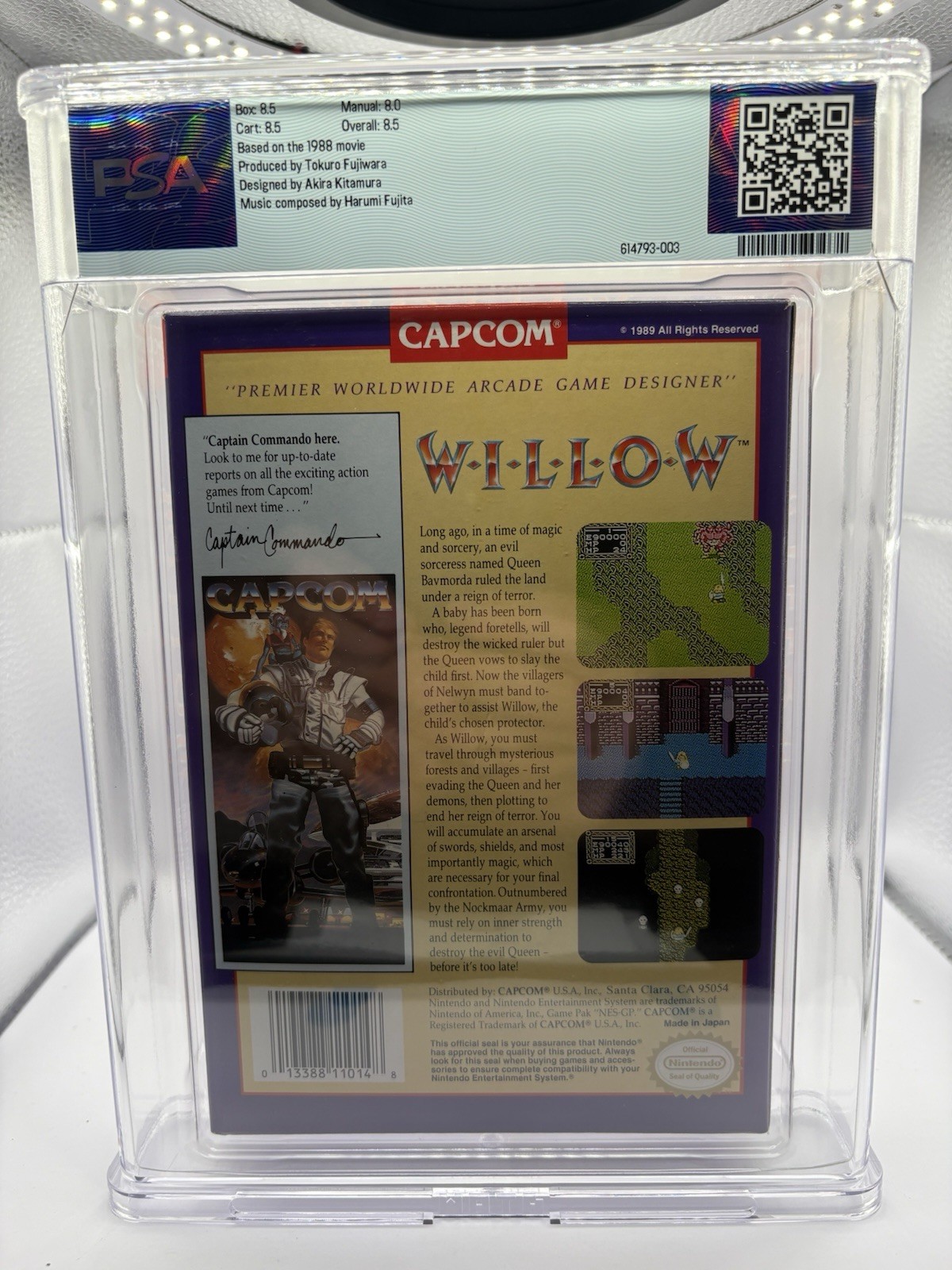 1989 Willow NES Nintendo Capcom Oval SOQ REV-A PSA 8.5 CIB Graded