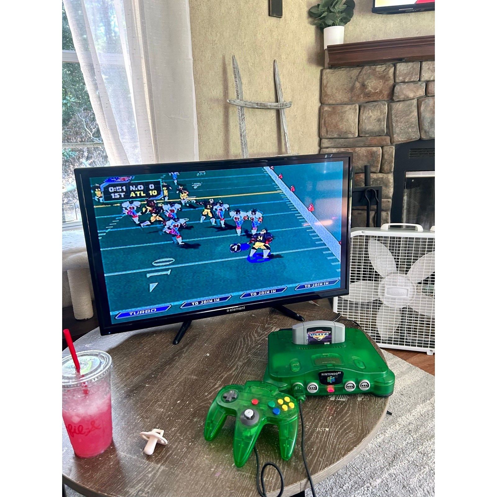 Jungle Green Nintendo 64 N64 console w expansion, hook ups & controller🔥Nice!