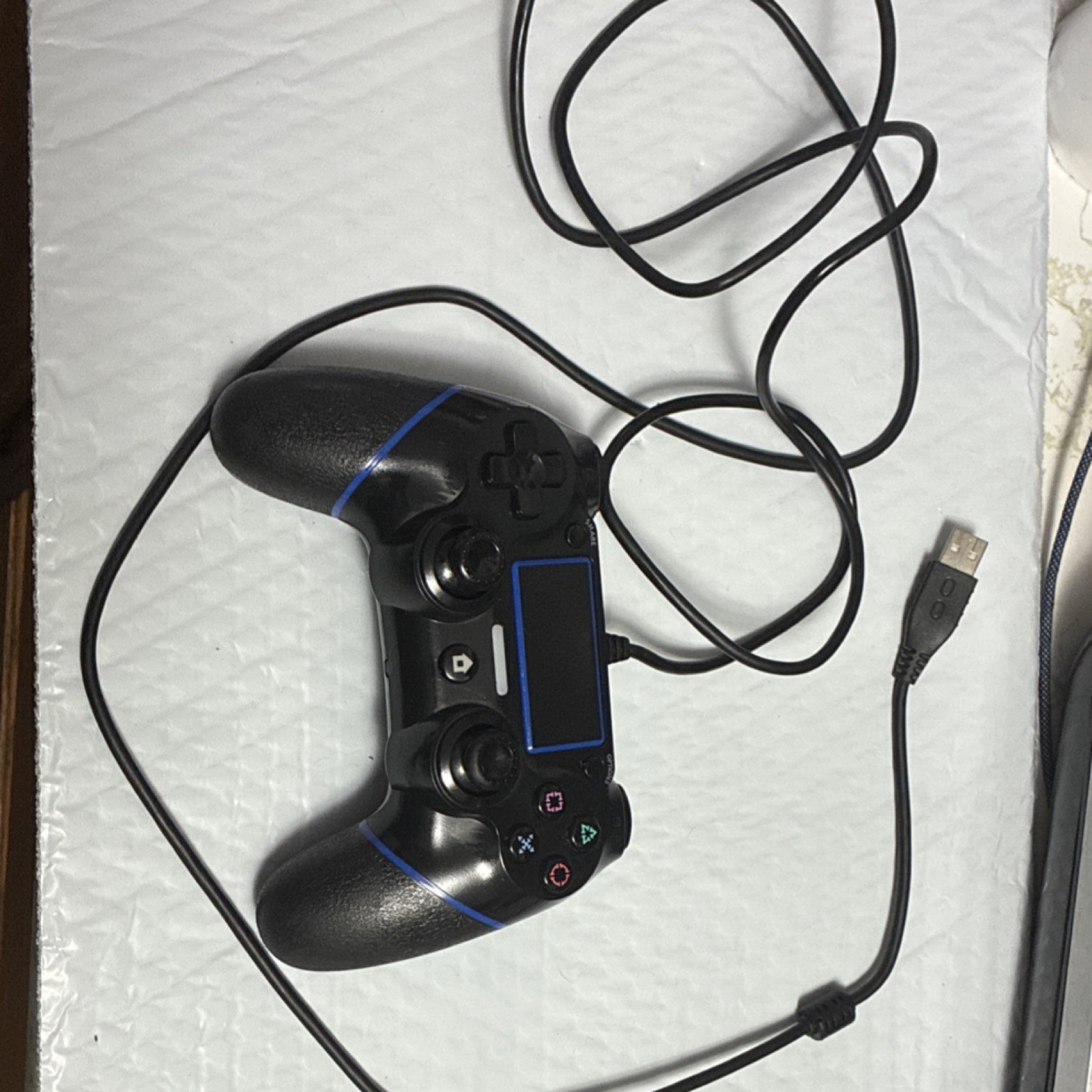 Wired USB Controller for Sony PlayStation 4 PS4, Black/Blue, 6ft Cable