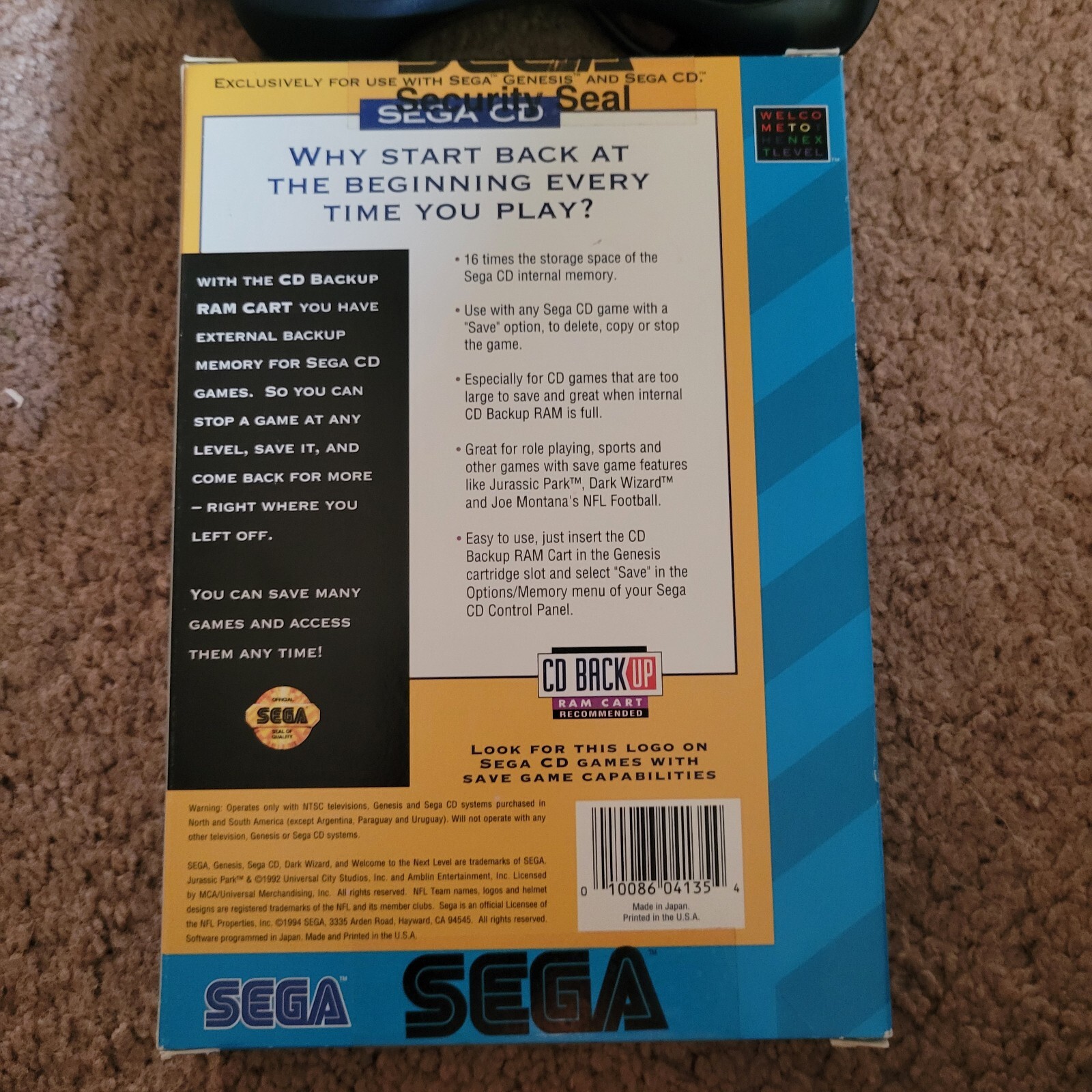 Sega CDX Console! CD Back Up Ram Cart(New) Complete In BOX CLEAN!!