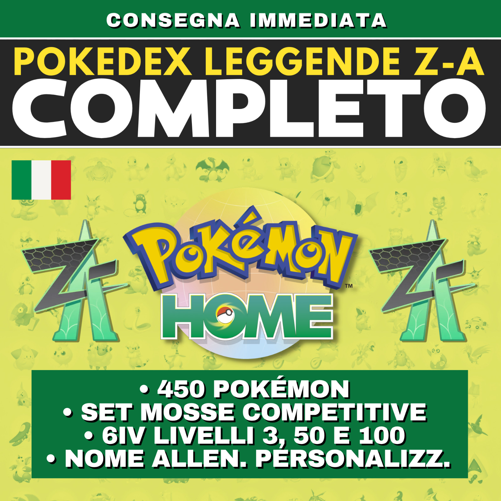 Pokemon Legends Z-A HOME Shiny Living Dex Pokedex Complete All 6 IV ZA ZA