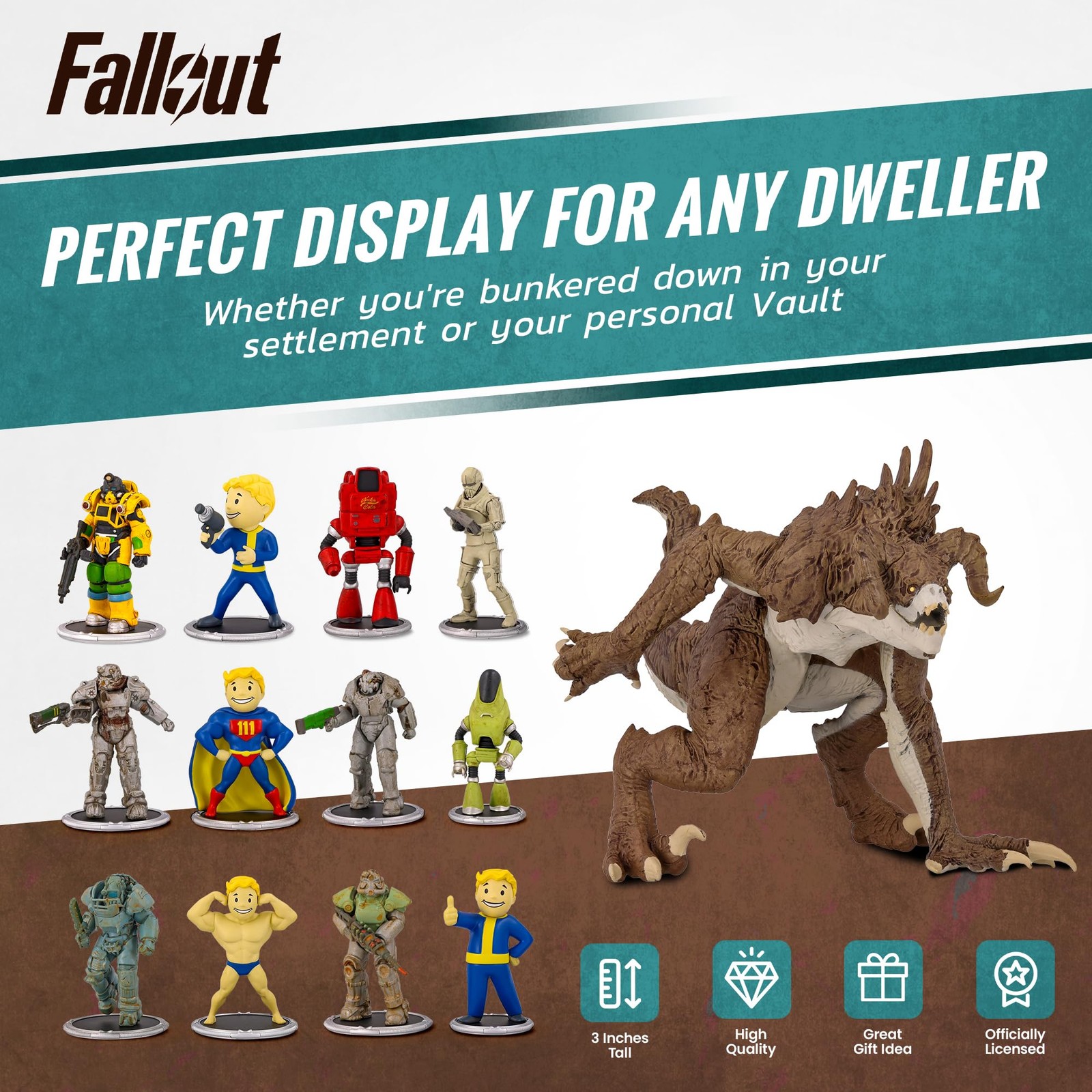 Toynk Fallout Raider and Vault Boy (Strong) 3-Inch Mini Figure Set 2-Pack for…