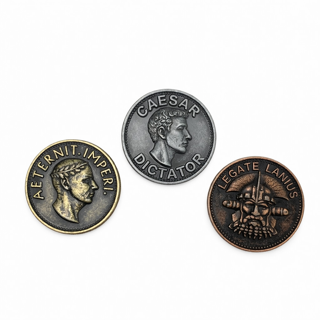 Fallout New Vegas Metal Caesars Legion Aureus and Denarius Coins w/ Custom Bag